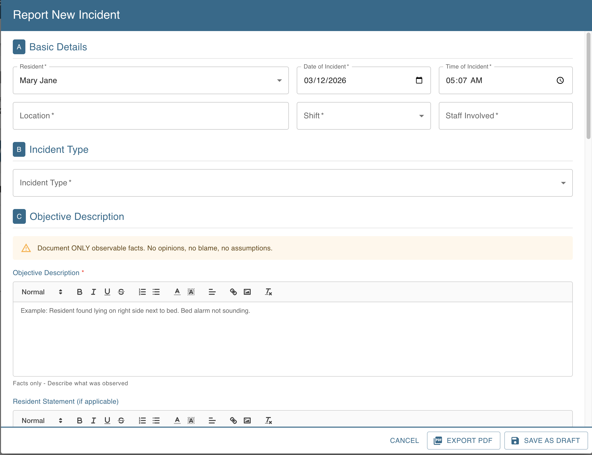 Worktrim Senior Care - Mobile Documentation