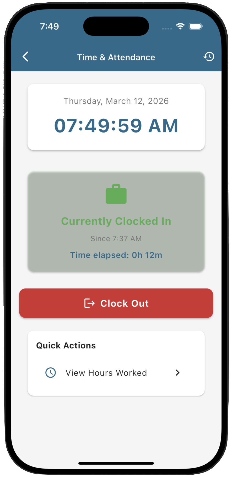 Worktrim Time Clock Mobile App